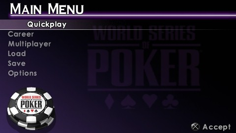 World Series of Poker title screen for PSP